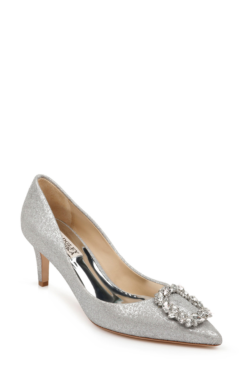 Badgley mischka silver shoes clearance