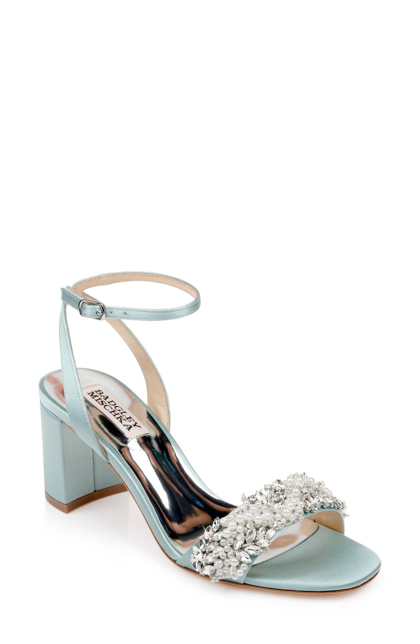 embellished block heel sandals