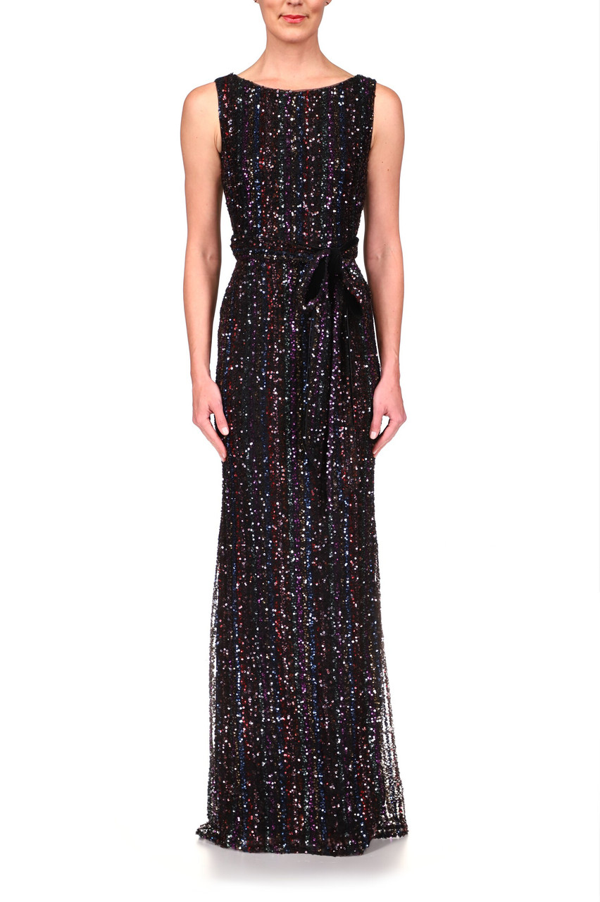 Shimmering Stripe Sequin Gown by Badgley Mischka