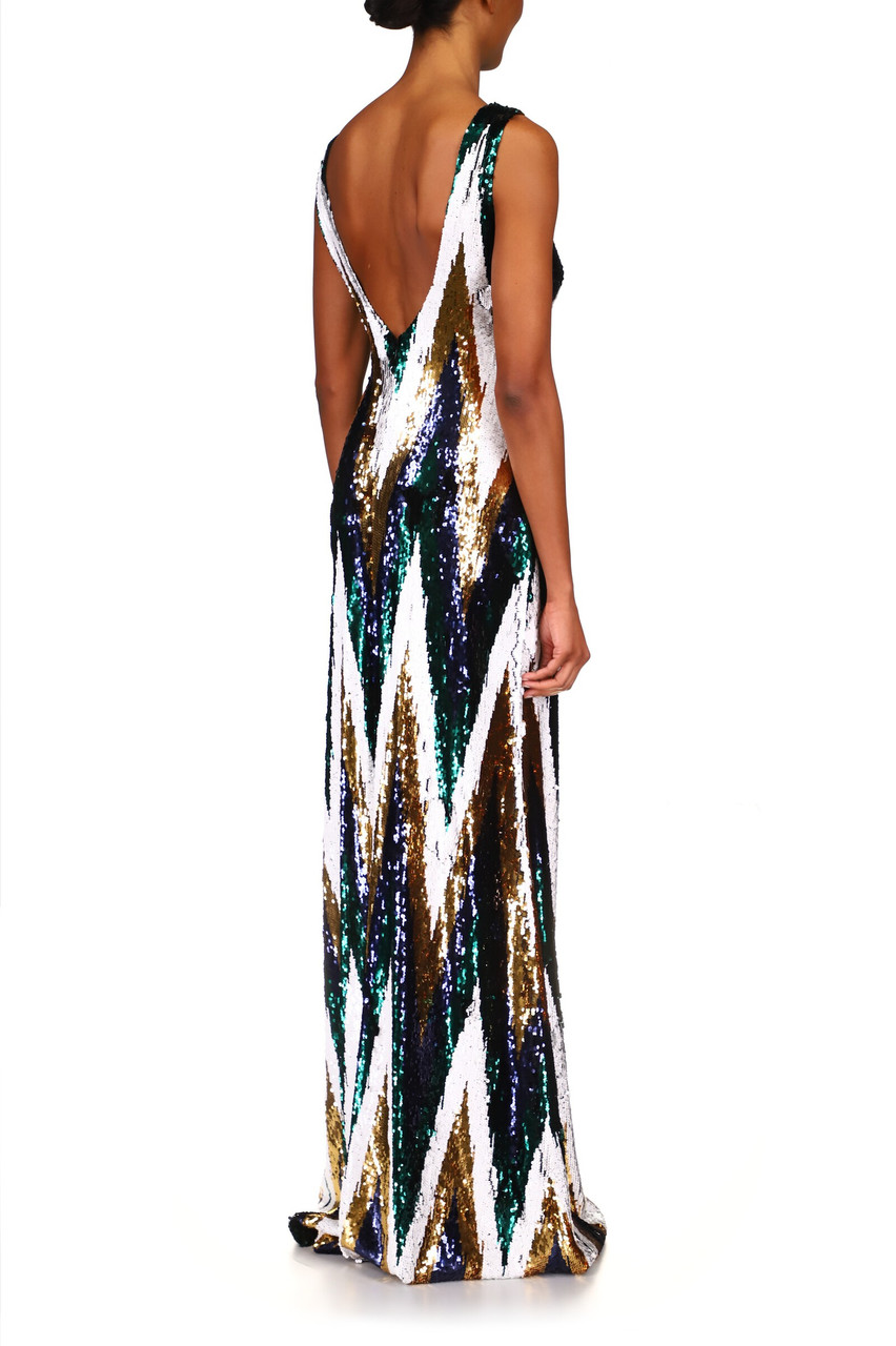 Chevron Sequin Gown by Badgley Mischka
