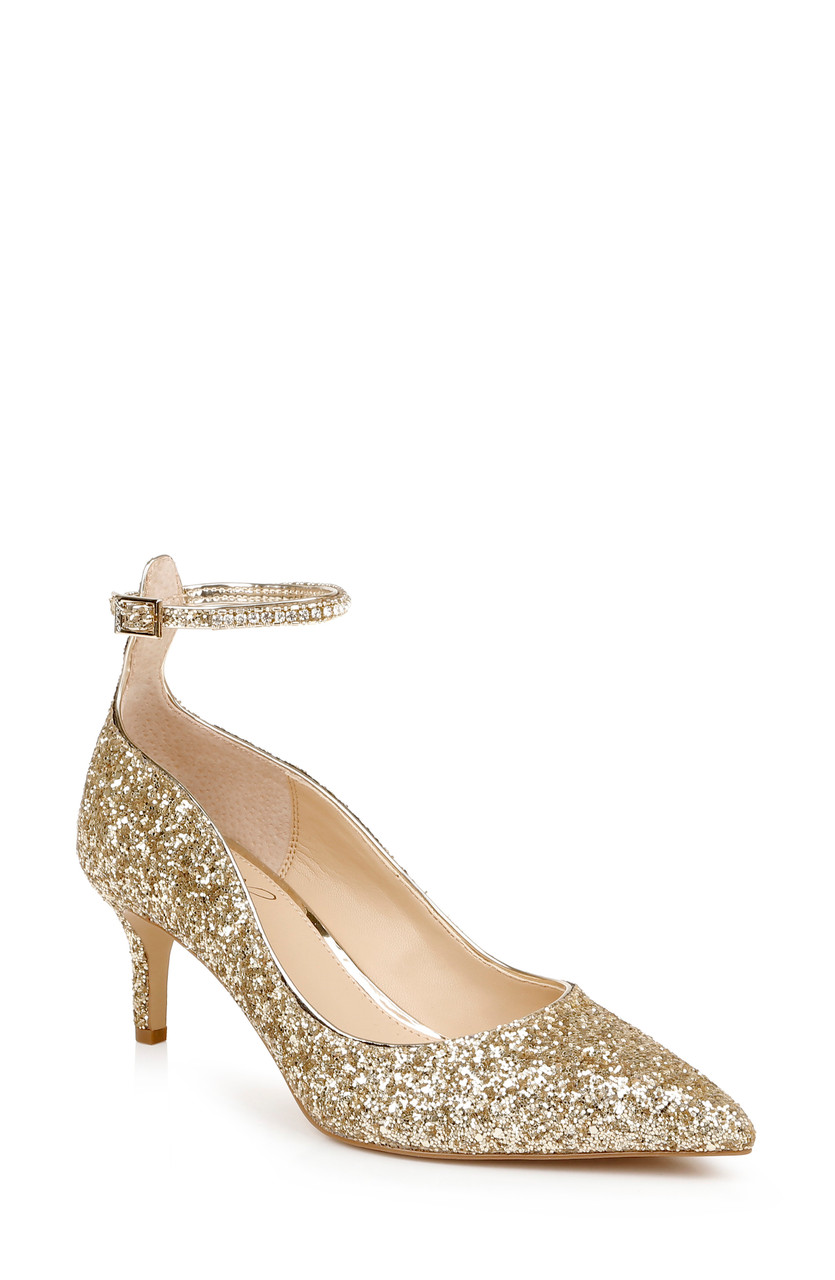 Gold kitten heel on sale pumps