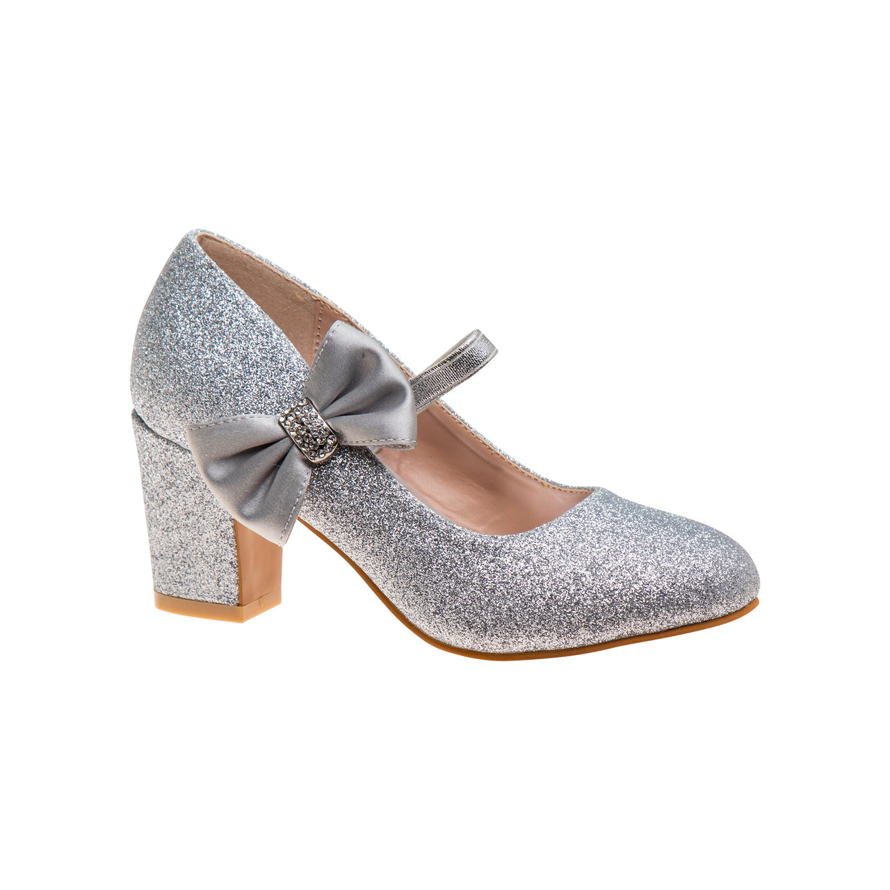 Girls' Sparkle-Heeled Dress Shoes with Back Bow