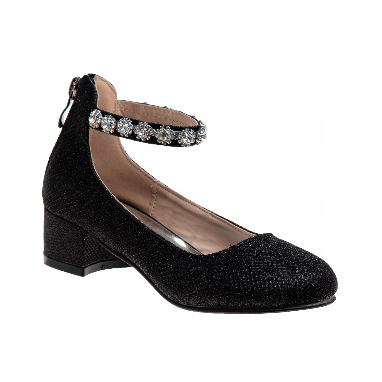 Crystal Embellished Black Sequin Heels, Elsa | Bella Belle