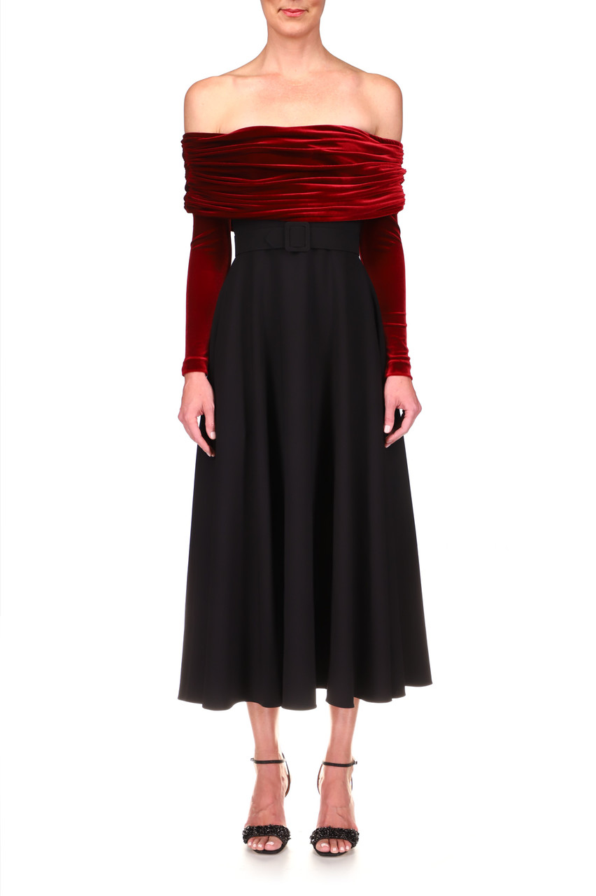 badgley mischka off the shoulder dress