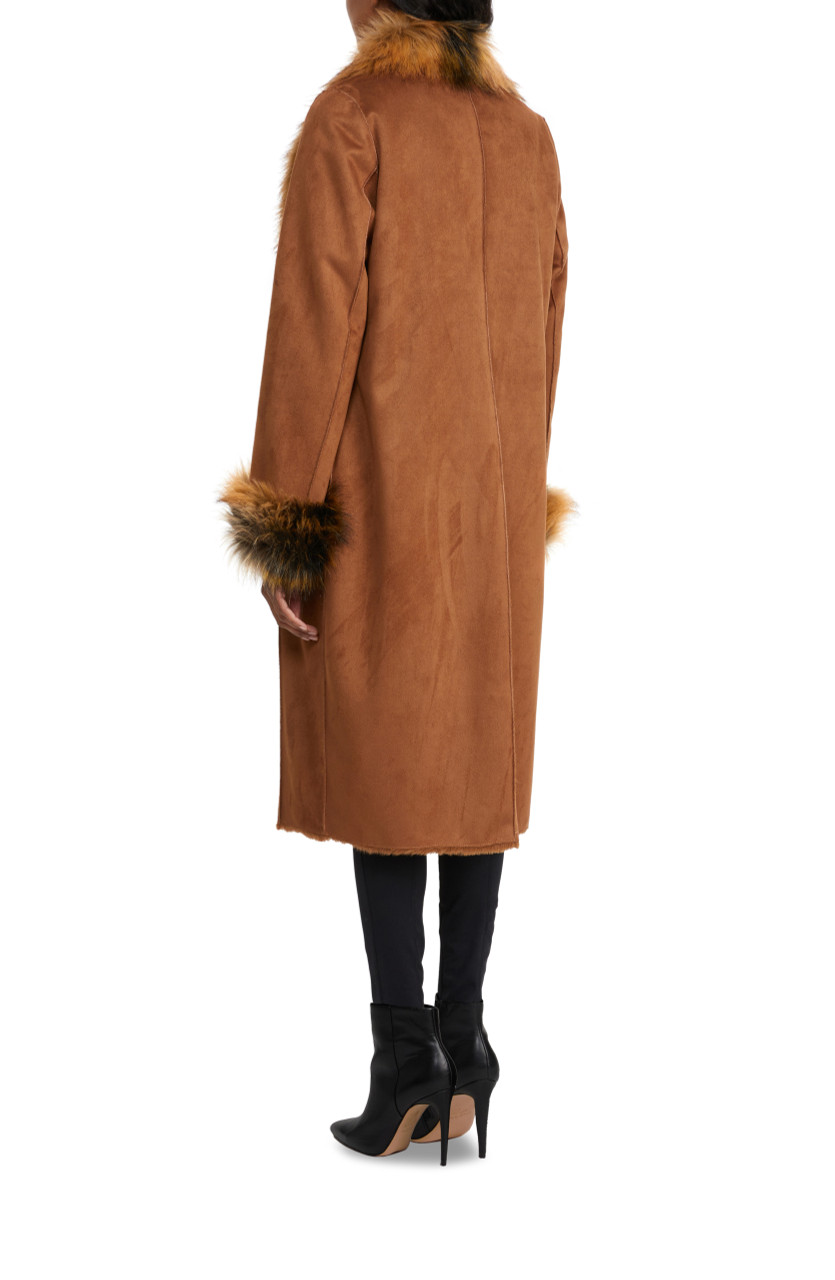 reversible faux suede leopard coat