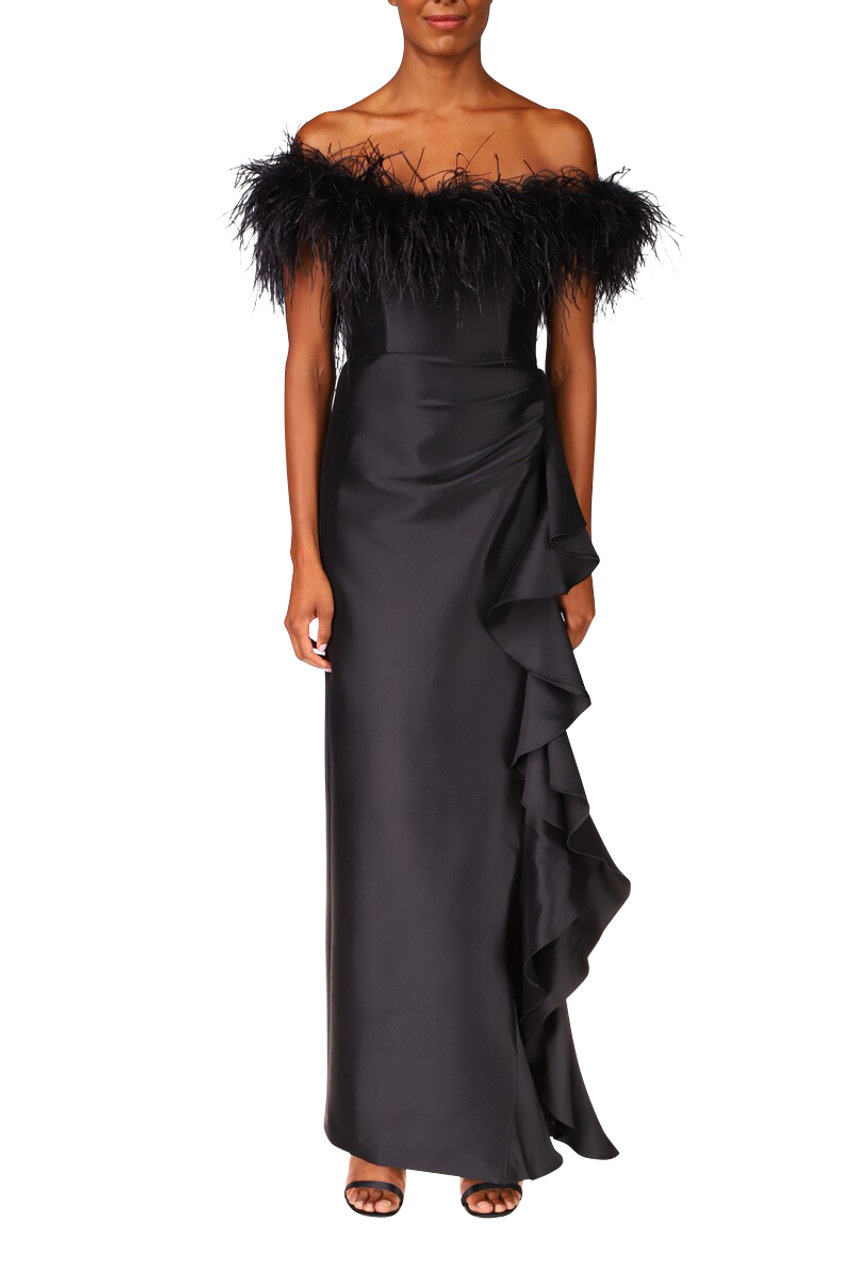 Ostrich Feather Adorned Gown by Badgley Mishcka