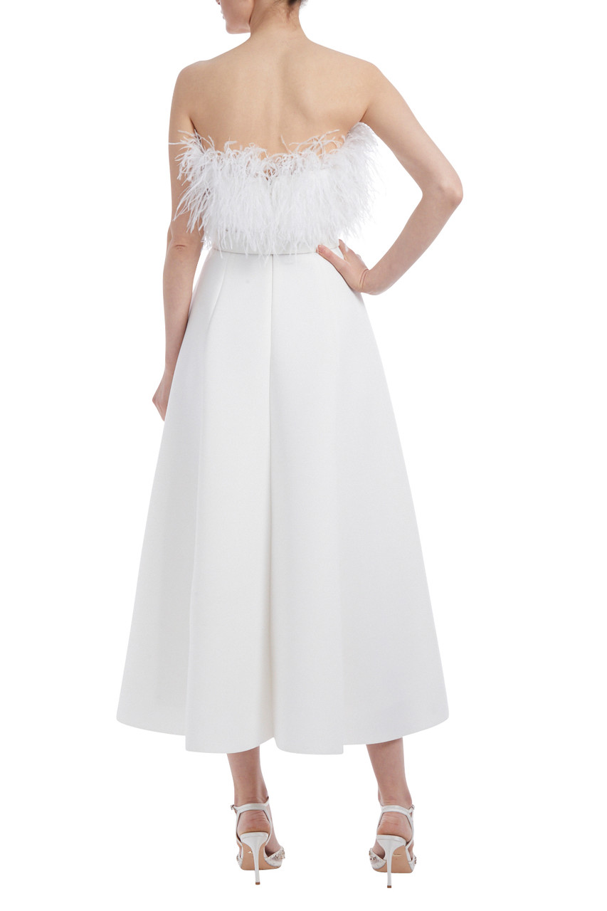 midi dress with feathers