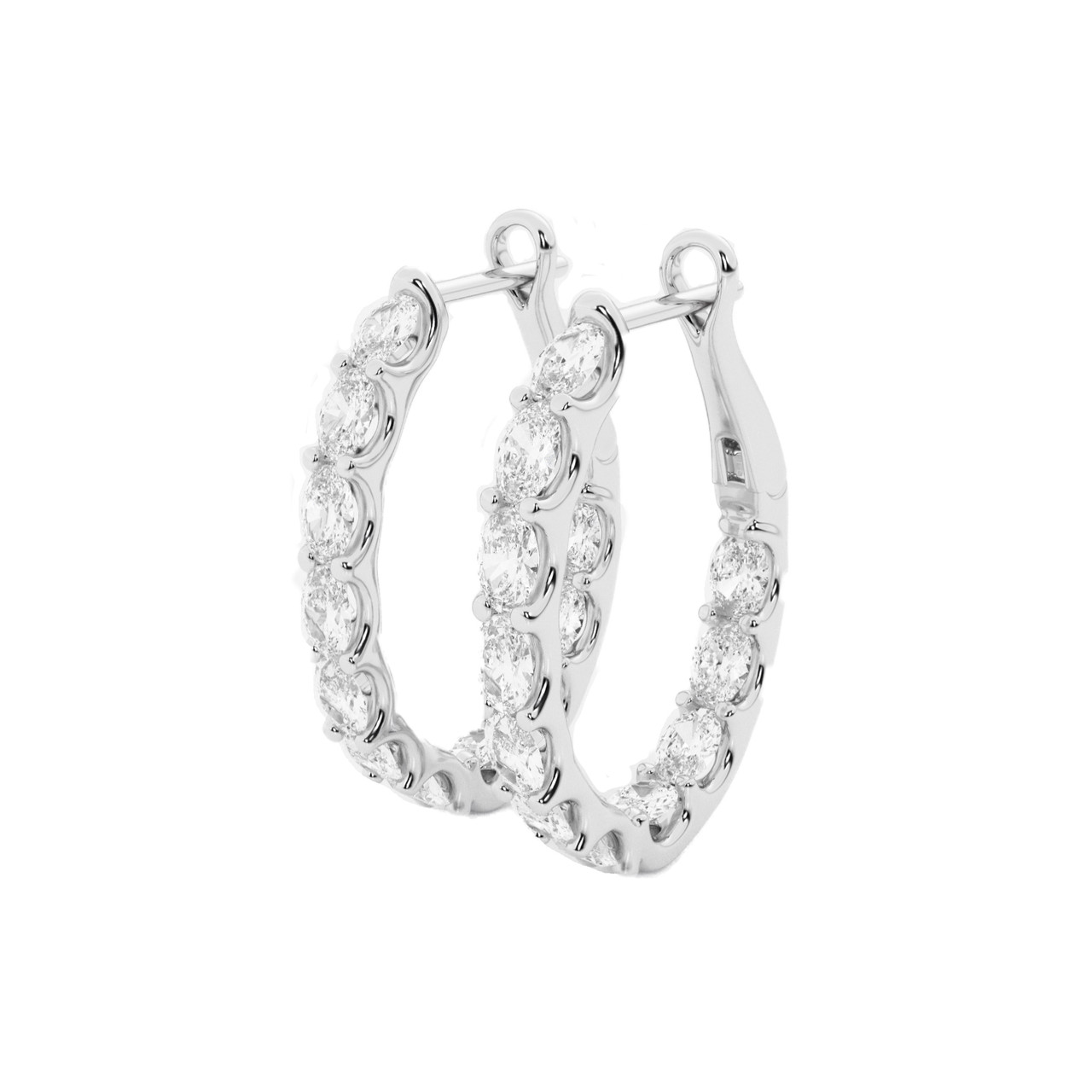 Women's Petite Sparkling Disco J Hoop Earrings in White Gold | Anna Zuckerman