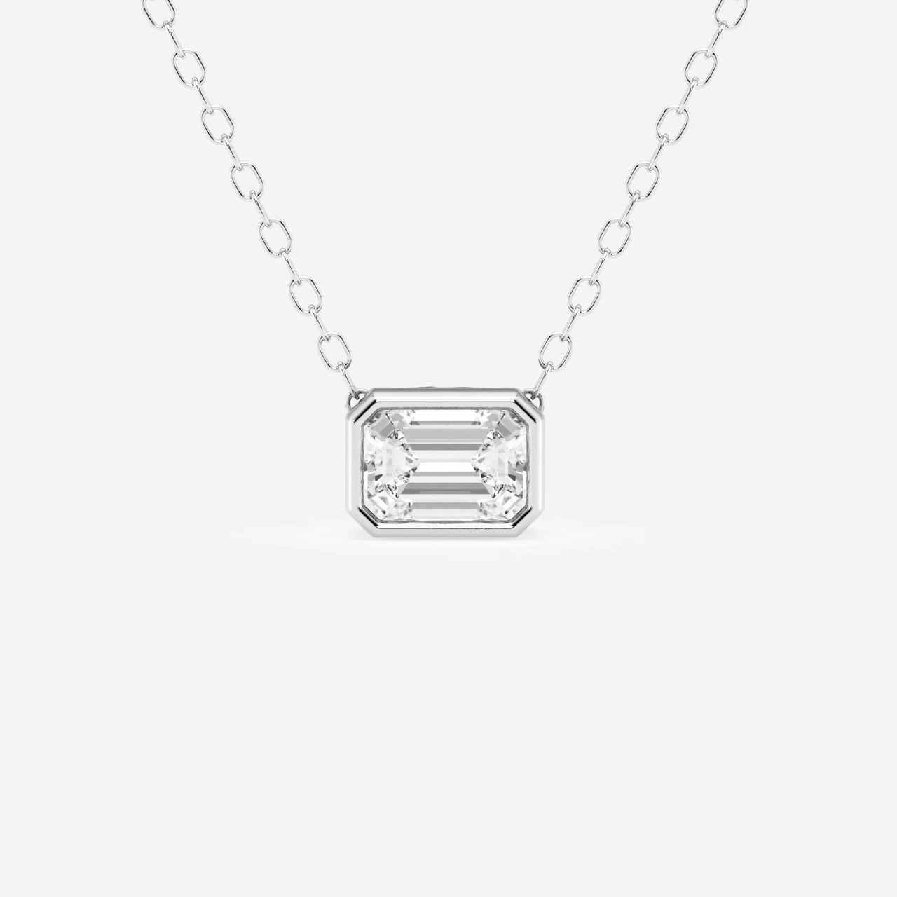 Lighter Moments East to West Emerald Cut Diamond Halo Pendant LP9272F4YW -  Bryan Jewelry