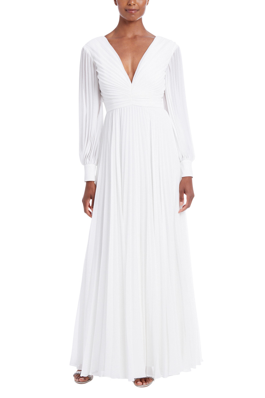 Long Sleeve Flowing V-Neck Gown by Badgley Mishcka