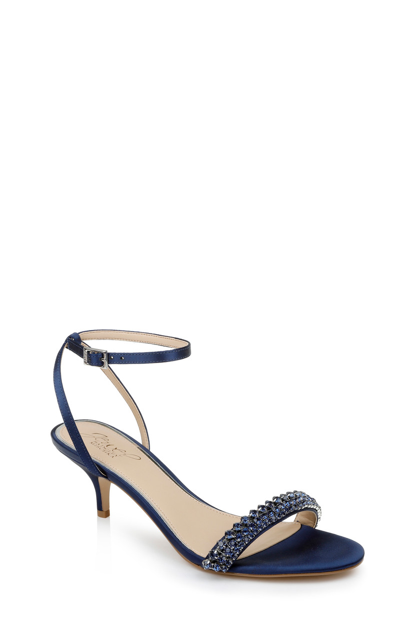 kitten heel navy sandals