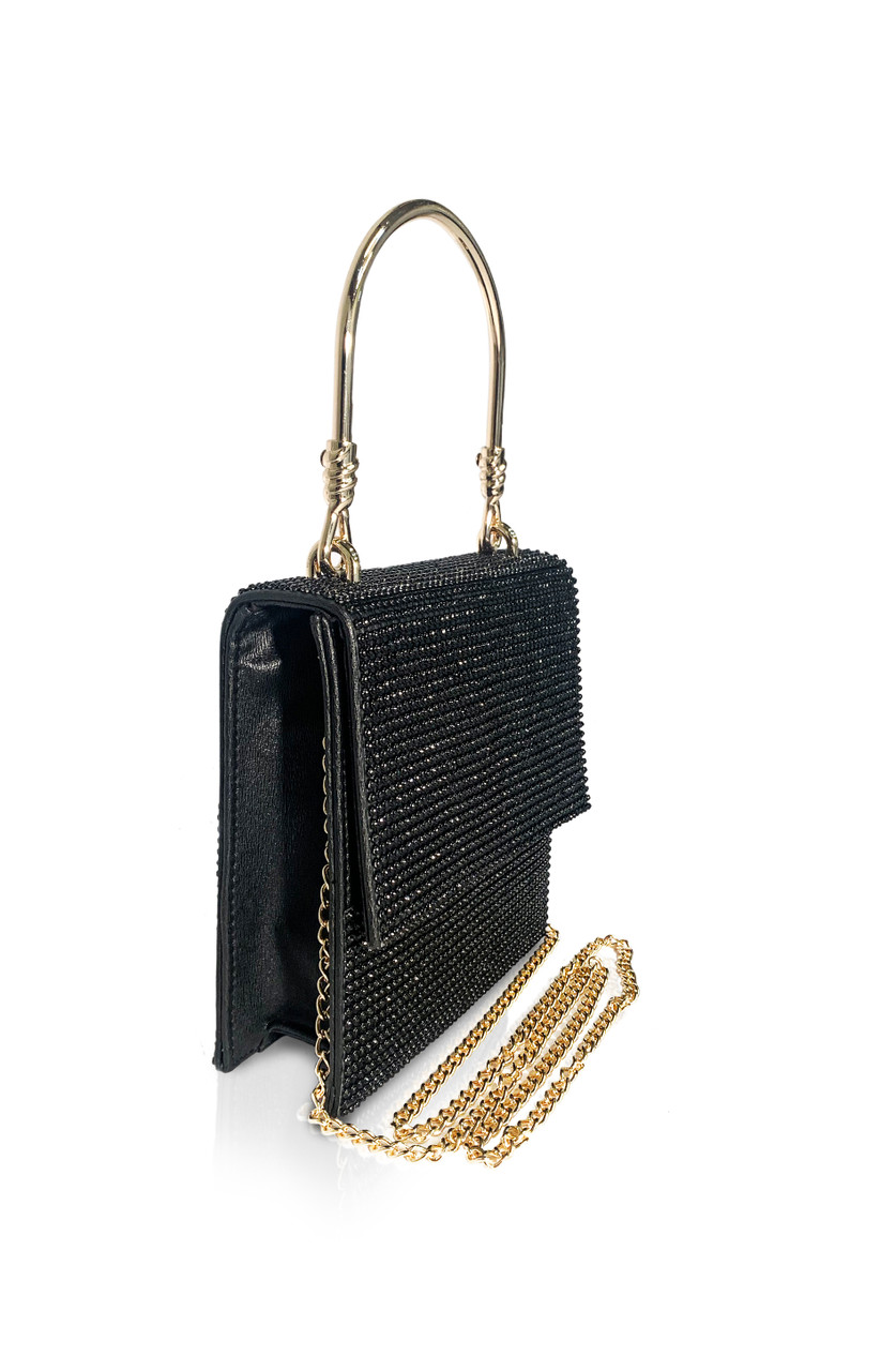 Black evening deals bags with rhinestones