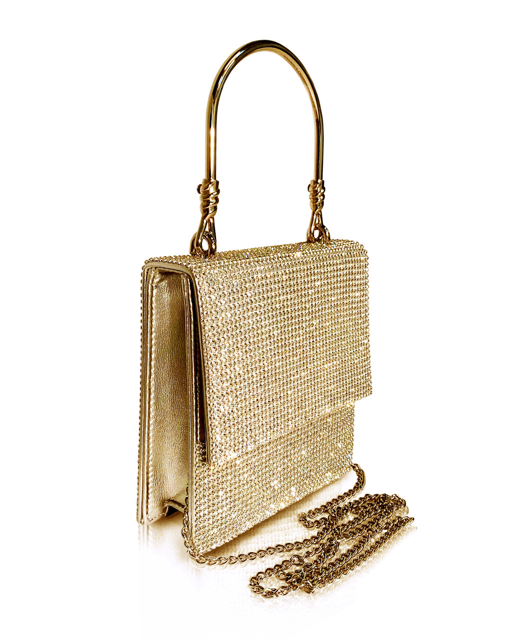 Rhinestone Embellished Clutch Purse Evening Bag with Chain Strap - Bla –  Sophia Collection