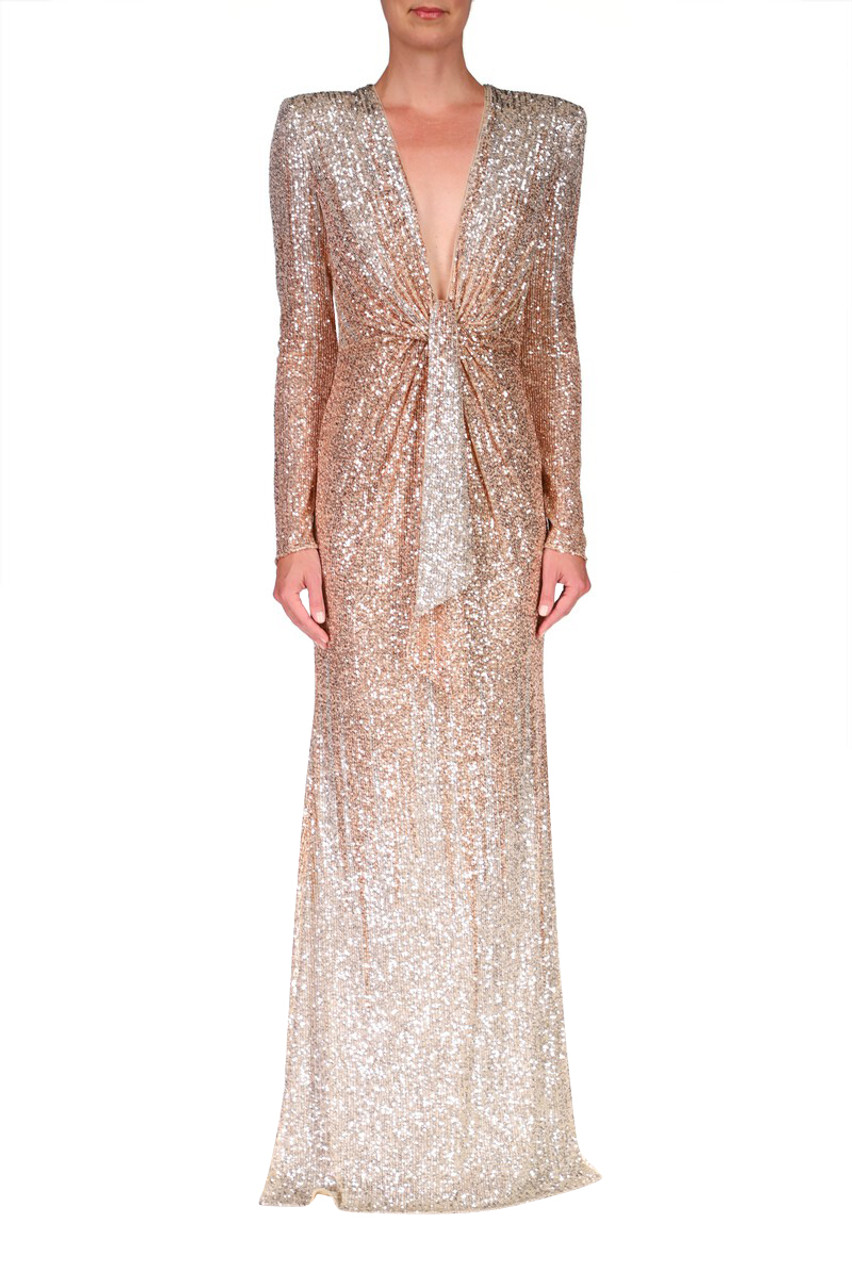 Floor-Length Sequin Gown by Badgley Mishcka