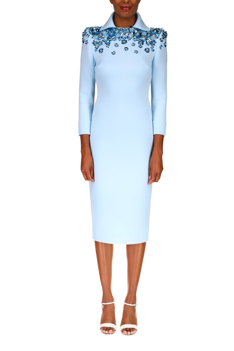 Collared Shoulder-Detail Cocktail Dress by Badgley Mishcka