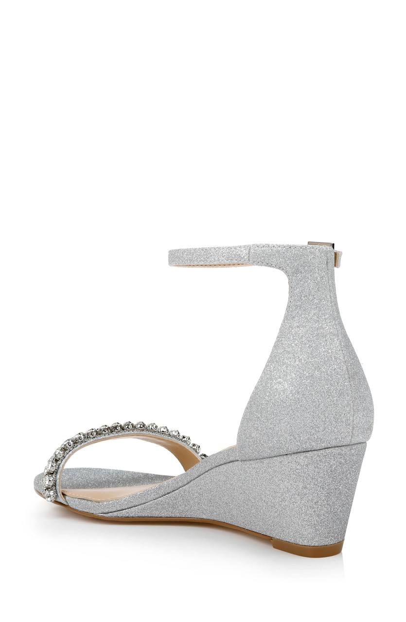 Silver Glitter Low Wedges - Palmaira Sandals Menorcan Avarcas