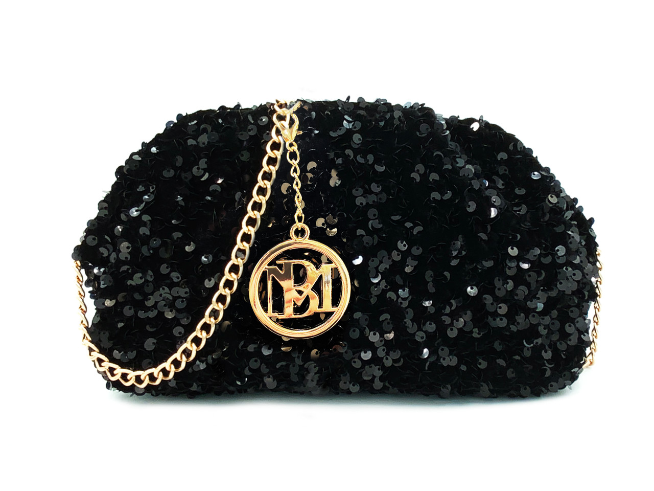 Badgley Mischka Rhinestone Evening Bag with Chain in Black