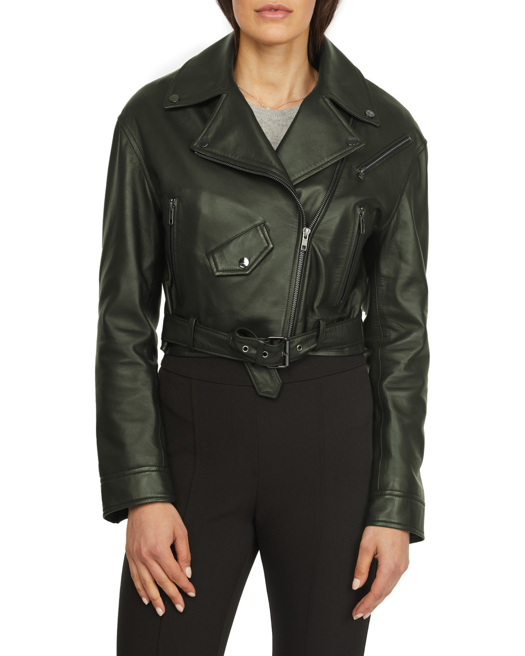 Badgley mischka collarless sales leather jacket