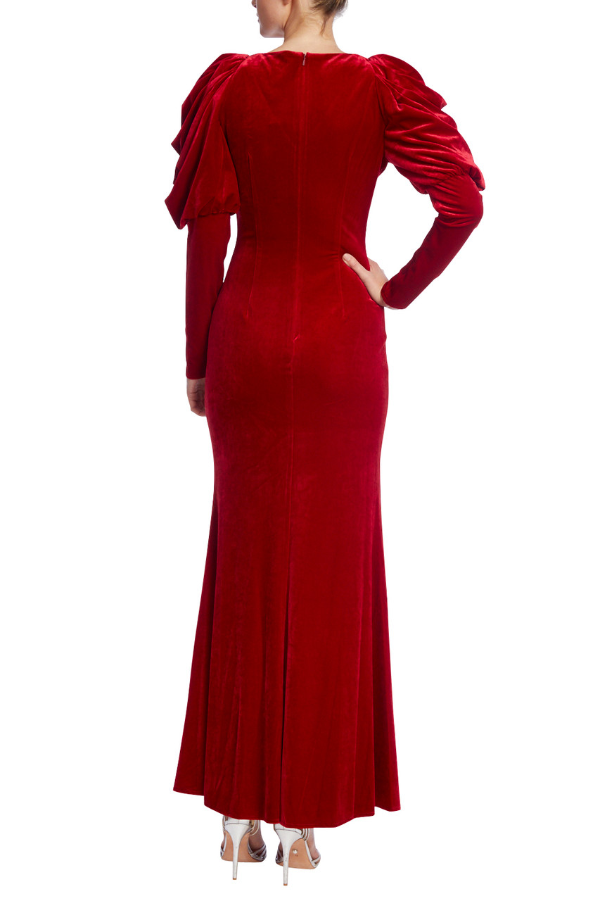 Velvet Gown with Dramatic Sleeves by 