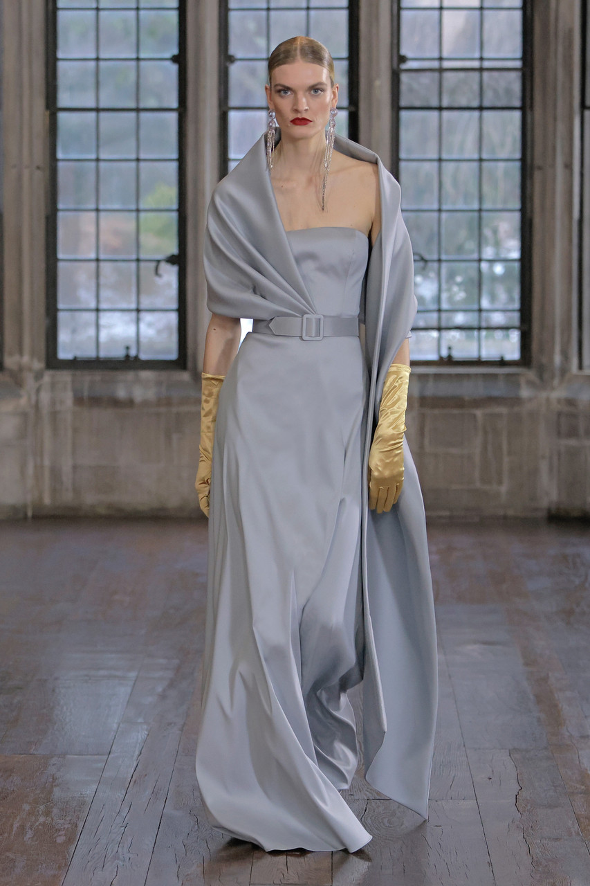 Retro-Glam Mikado Silk Gown With Wrap | halageorgia.com