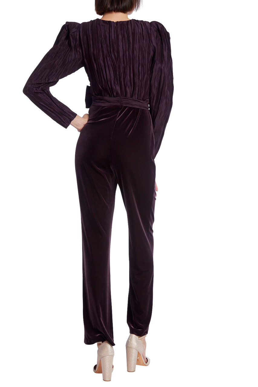 Wide Leg Jumpsuit with Two-Tone Bell Sleeves by Badgley Mischka