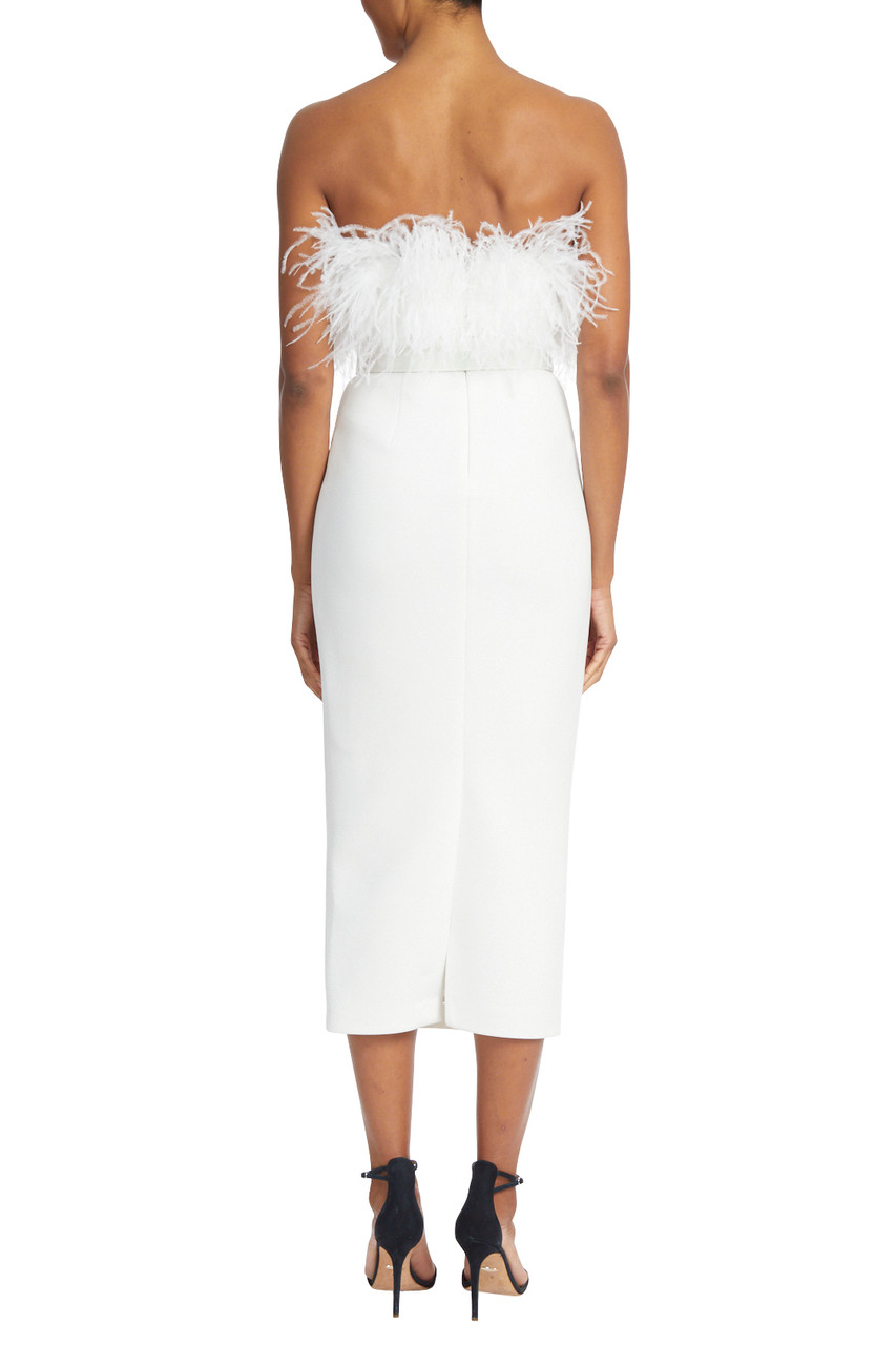 Feather Belted Midi Dress by Badgley Mischka