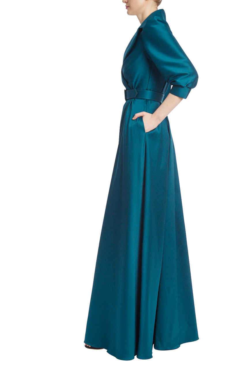 Belted Collard Gown by Badgley Mischka