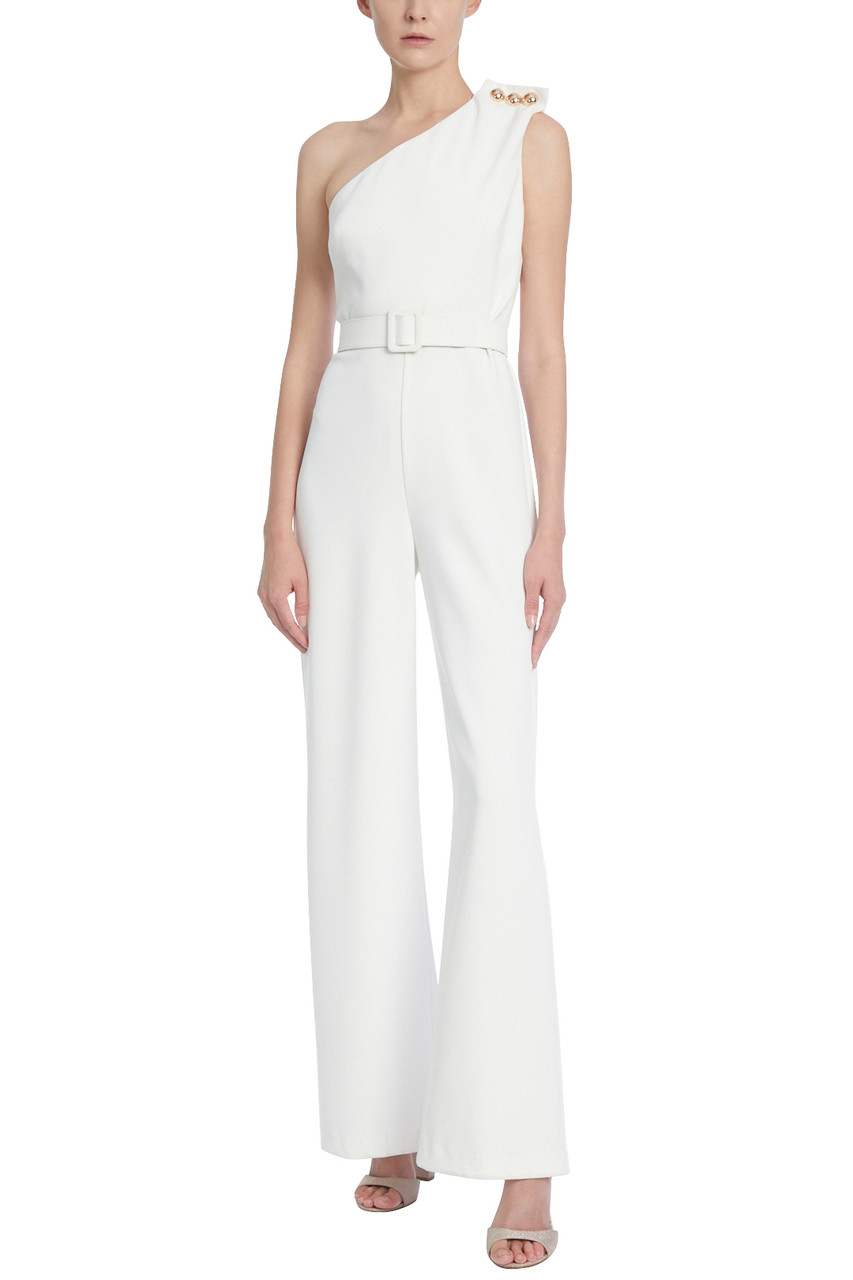 ハリウッドセレブ御用達★ワンピース★ BADGLEY MISCHKA White Belted One-Shoulder Jumpsuit with Buttons by Badgley