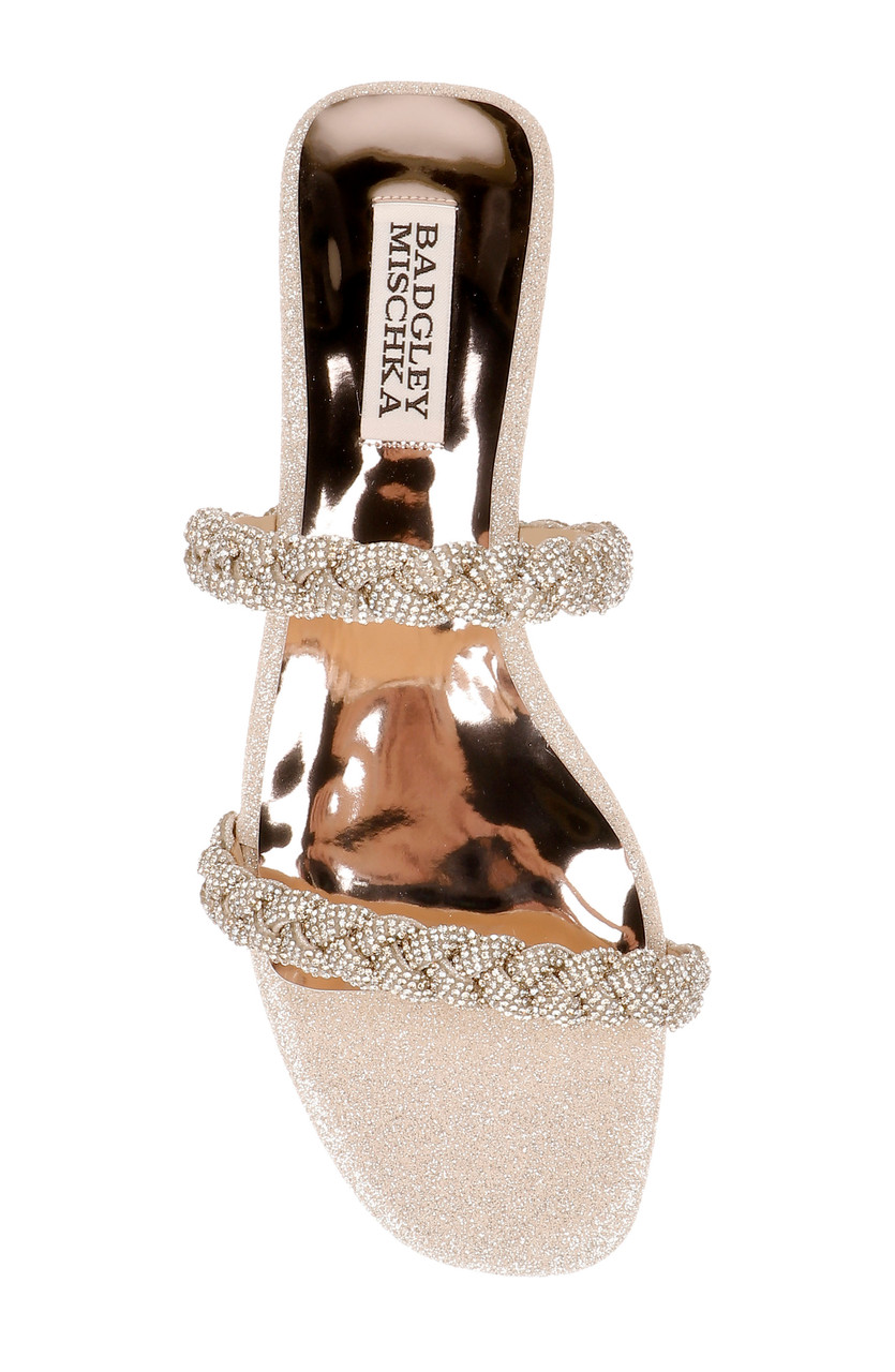 Femme Glitter Flat Sandal With Bejeweled Braided Straps by Badgley