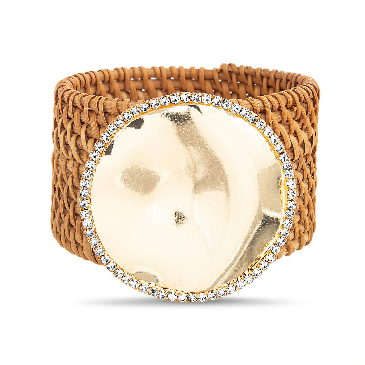 Rattan Bangle With Oversized Disc