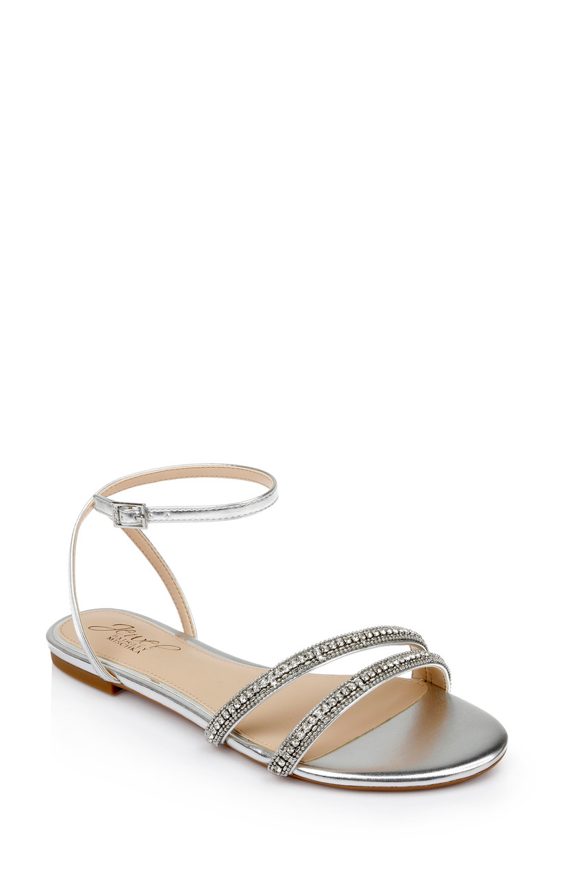 Roslyn Metallic Flat Sandal with Crystals by Badgley Mishcka