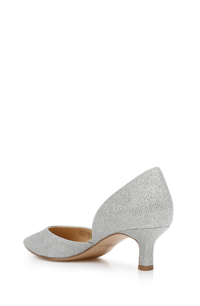 Elegant Silver Glitter Kitten Heel Shoes