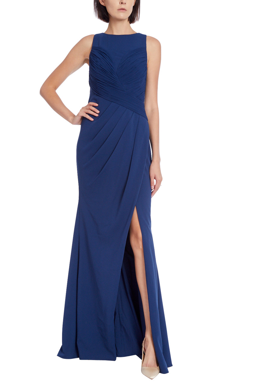 ハリウッドセレブ御用達★ワンピース★ BADGLEY MISCHKA Pleated Crossover Gown with Side Slit by Badgley Mischka