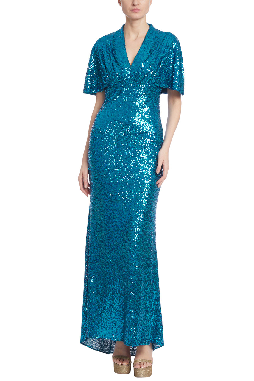 Sequined Dolman Sleeve Column Gown by Badgley Mischka