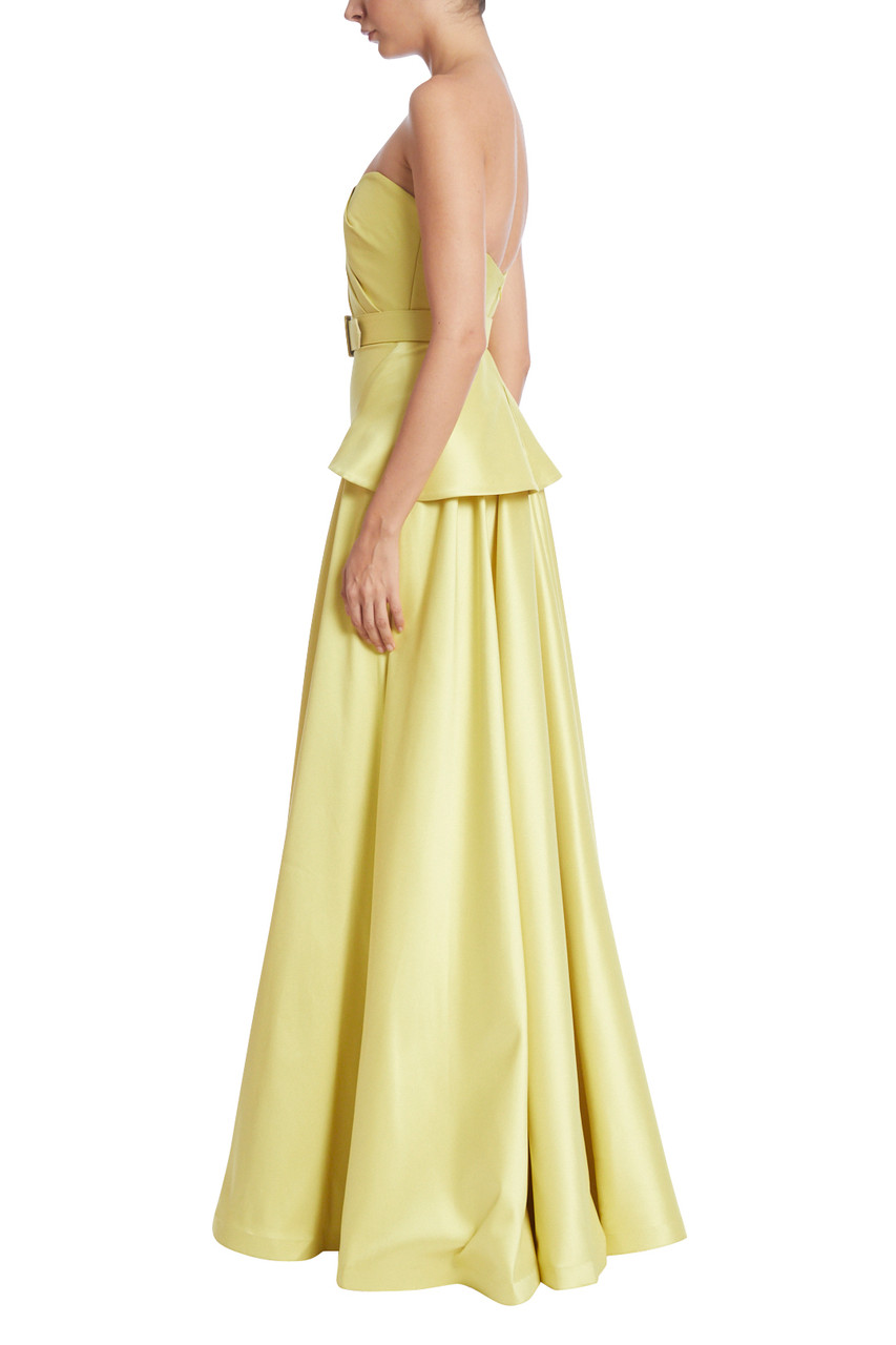 Strapless Fitted Evening Gown with Peplum by Badgley Mischka