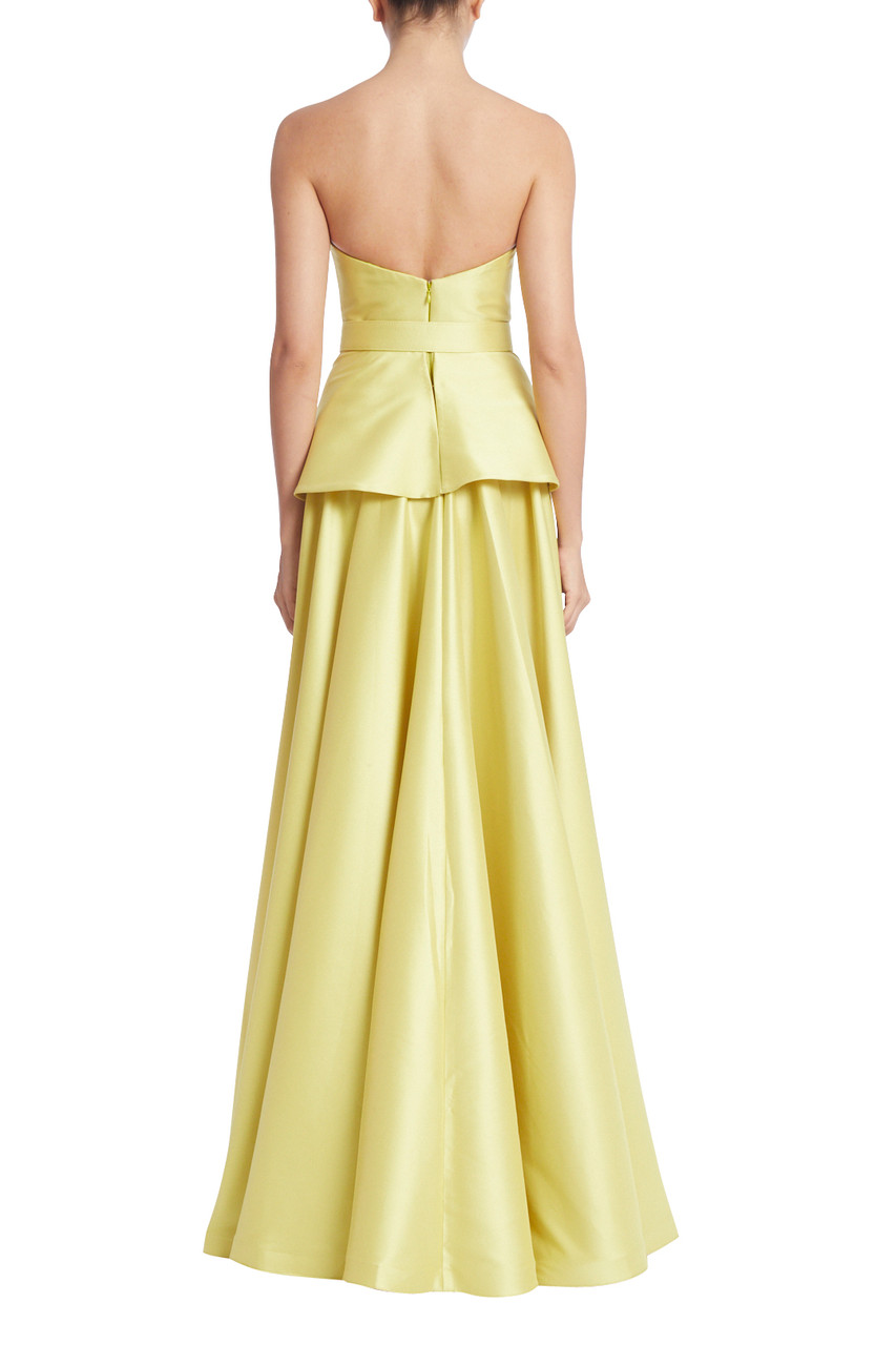 Strapless Fitted Evening Gown with Peplum by Badgley Mischka