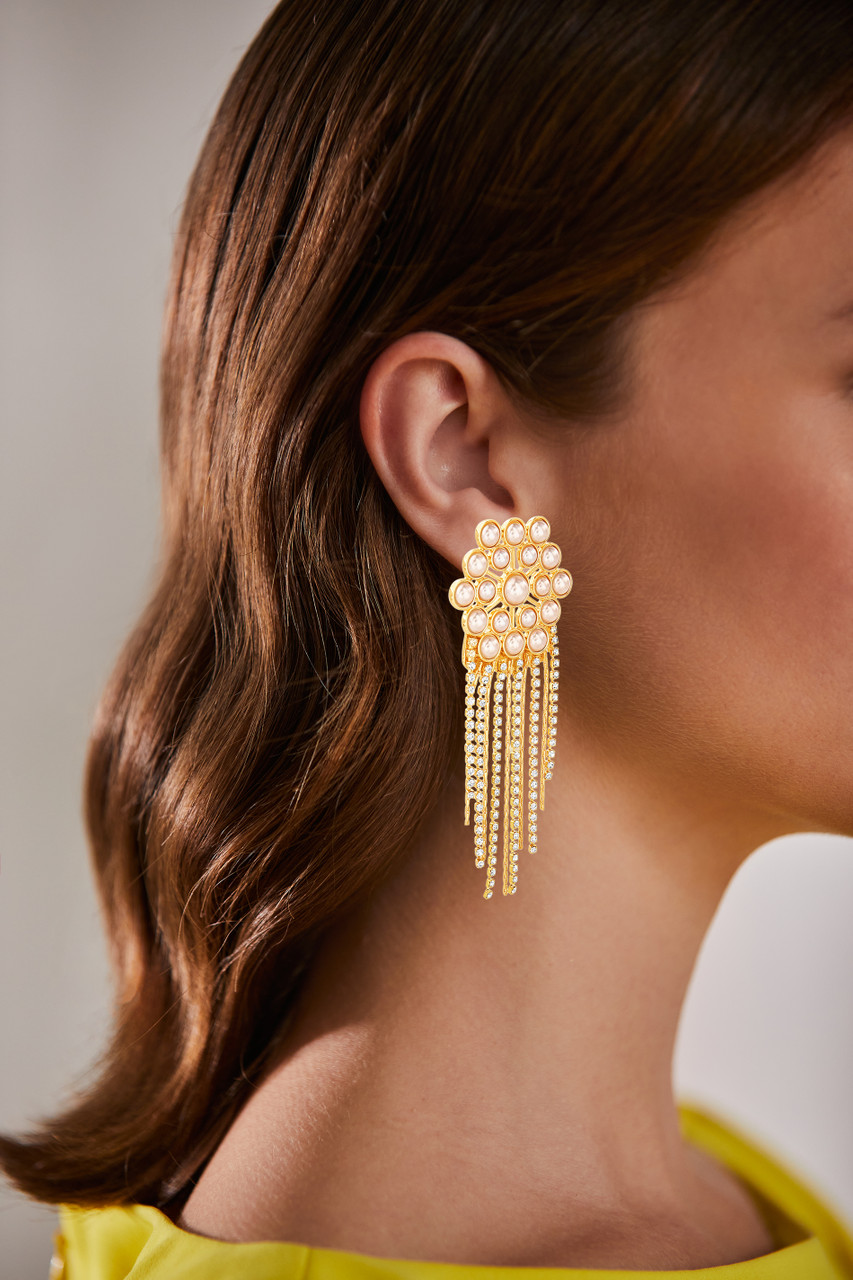 Hexagon Pearl Statement Earring