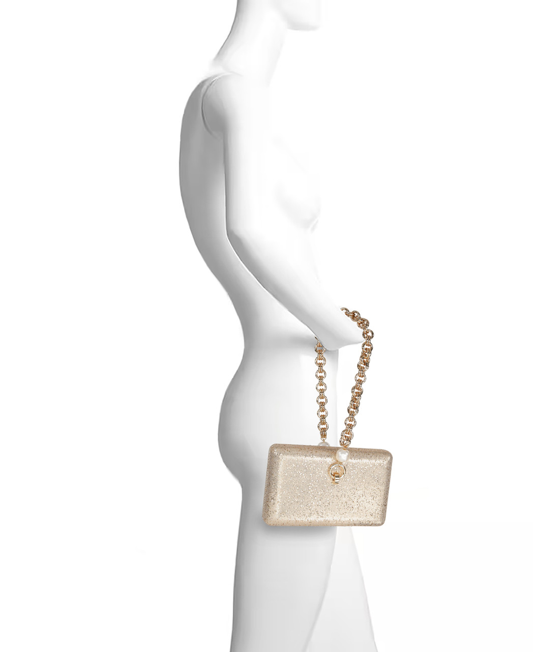 Maisie Glittery Minaudiere with Pearl/Chain Wristlet