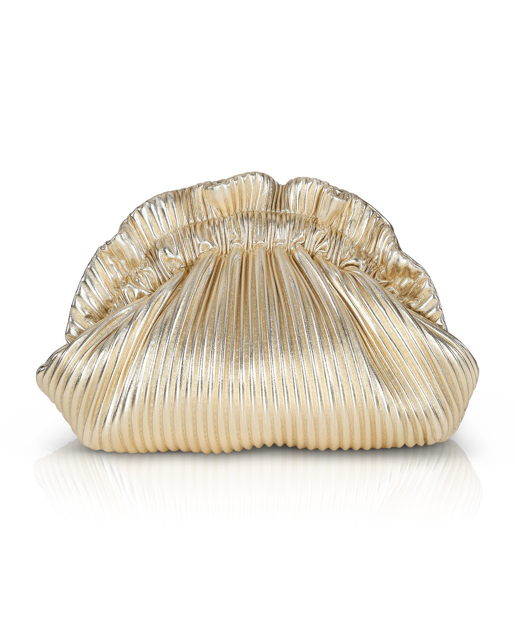 Piper Faux Leather Ribbed Dumpling Ruffle Pouch