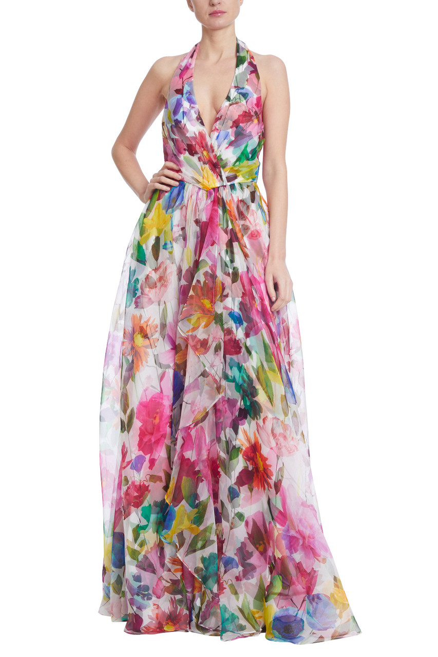 Floral Organza Halter Gown by Badgley Mischka