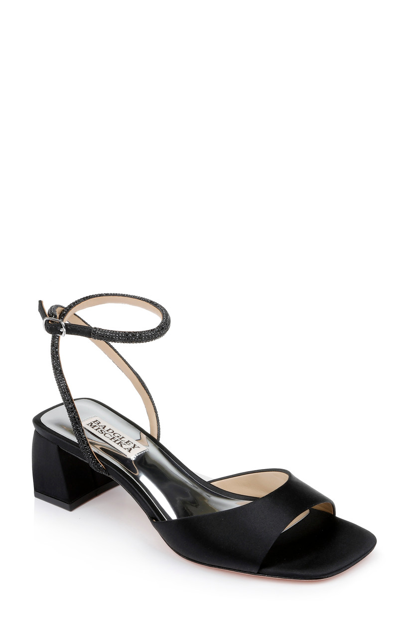 Infinity Satin Block Heels with Ankle Strap by Badgley Mishcka