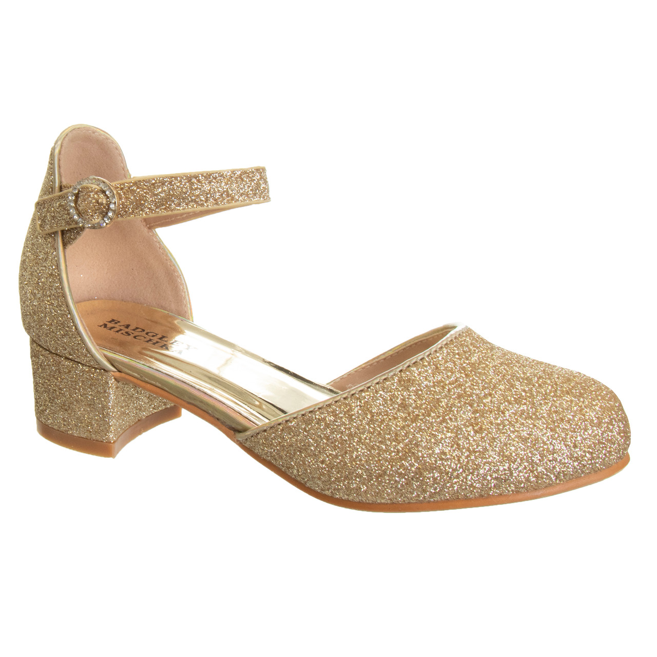 Badgley Mischka Little & Big Girls Heeled Sandals, Color: Gold Glitter -  JCPenney