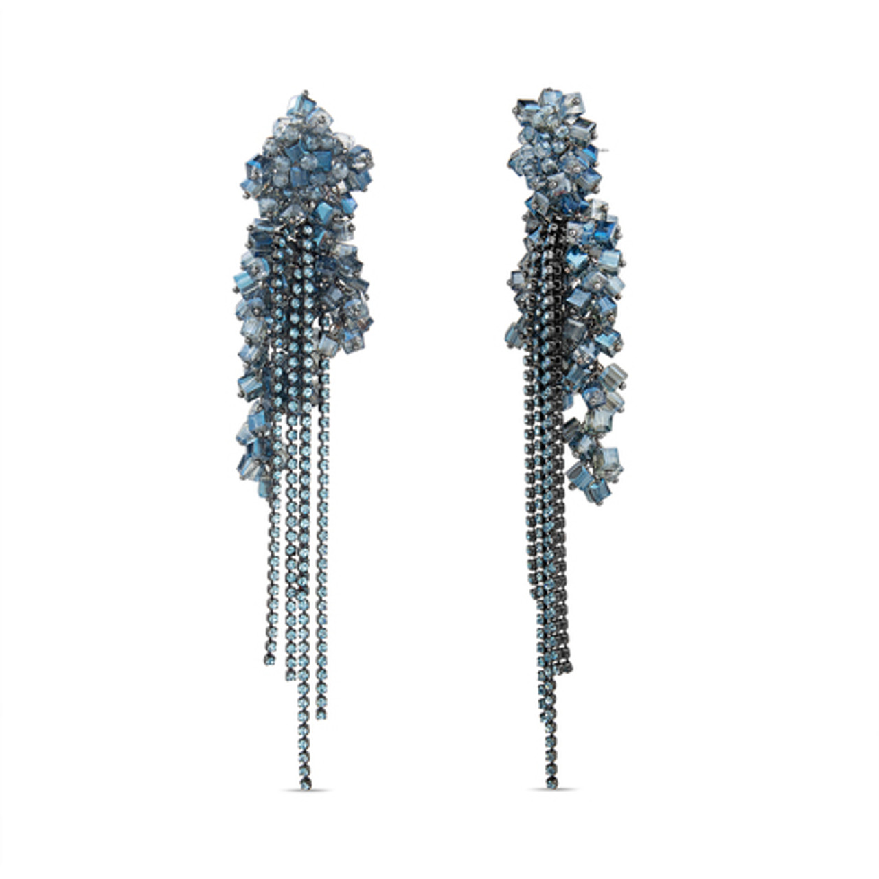 Earrings made of 925 silver, square Swarovski crystal in blue colour, 3 mm  | Jewelry Eshop