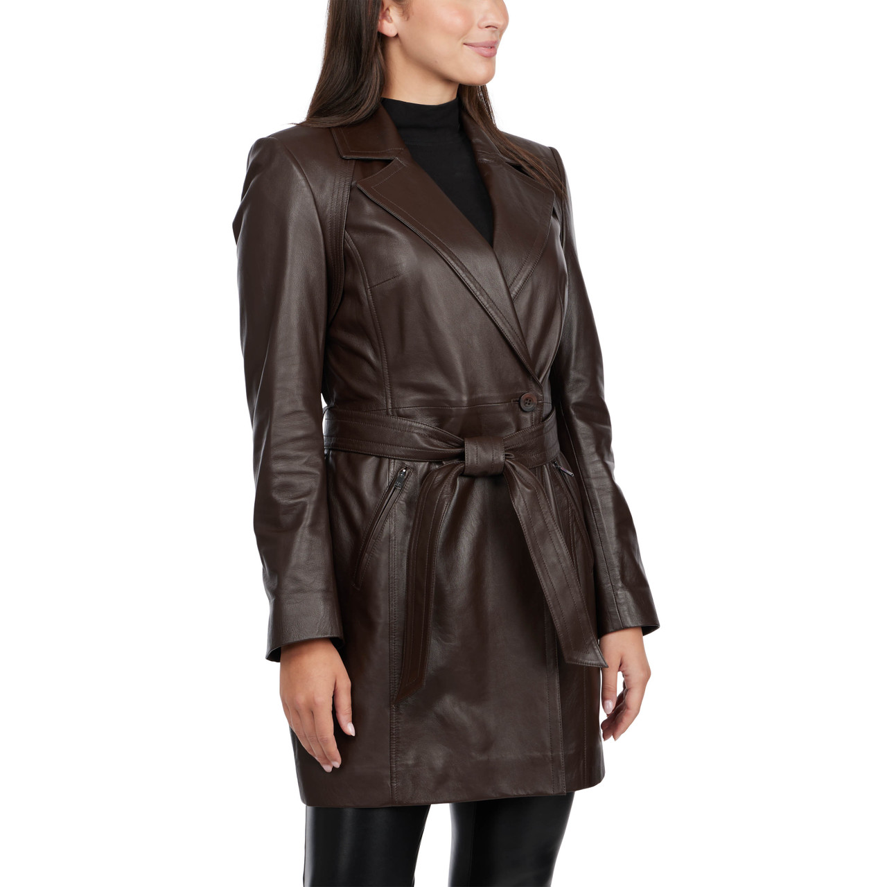 Teresa Genuine Leather Wrap Jacket by Badgley Mischka