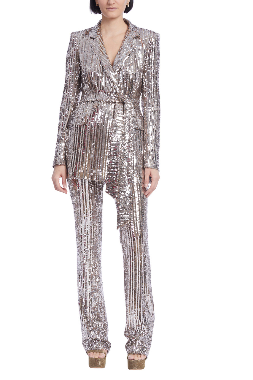 Sequin Mono-Stripe Bootleg Pant