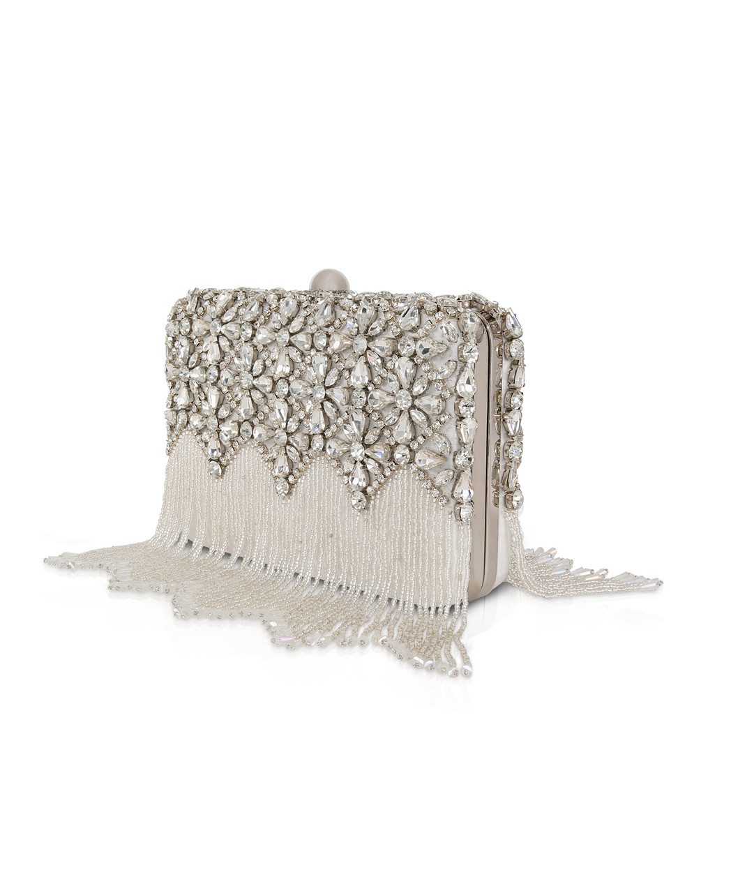 Keira Crystal Floral Beaded Fringe Minaudière