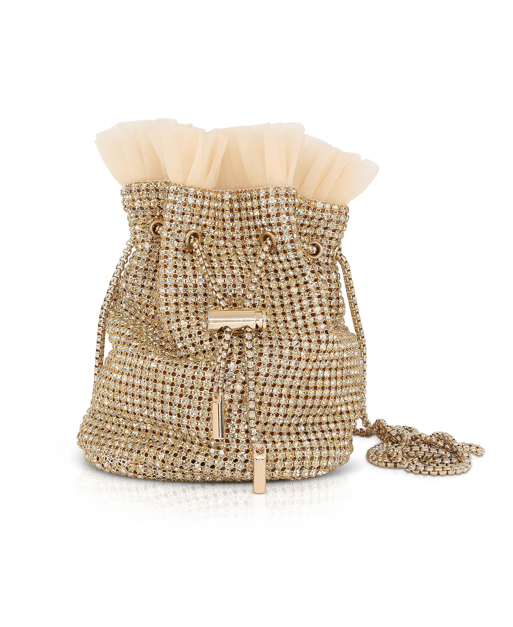 Adley Mini Drawstring Pouch with Ruffled Tulle Top