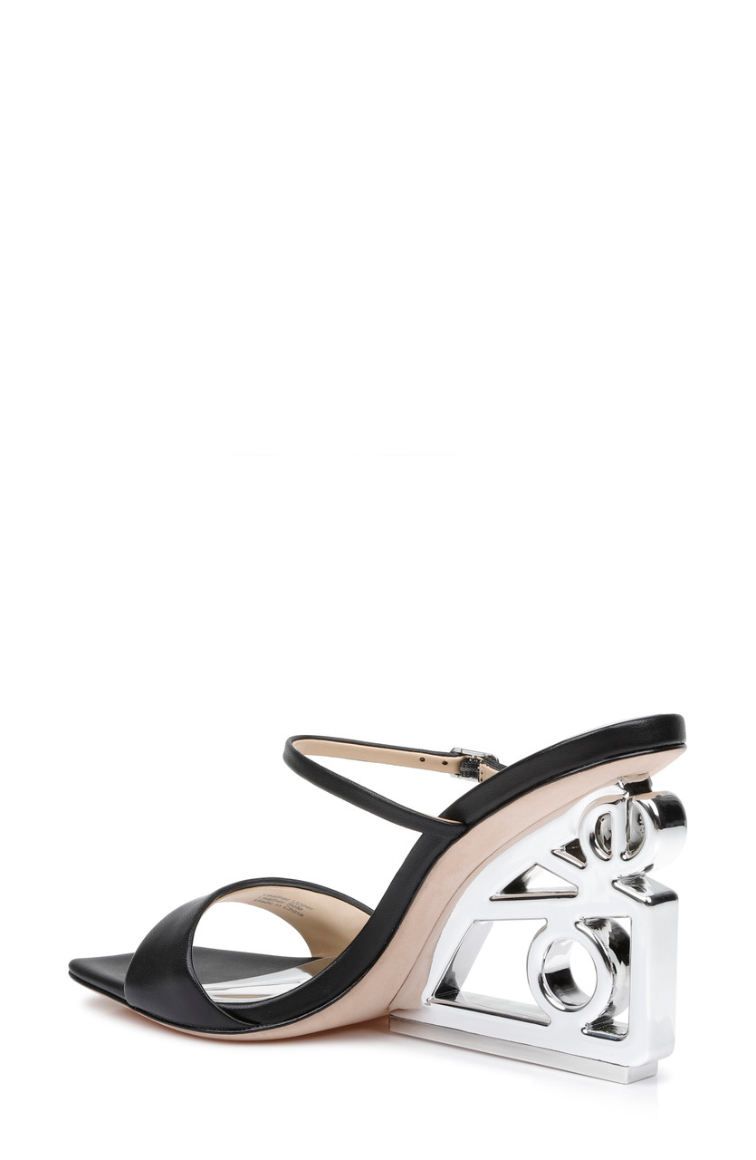 Patent Sculptural Slingback Wedges - Black Patent