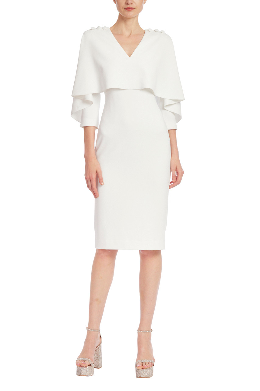 Popover Sheath Dress with Buttoned Shoulders by Badgley Mischka