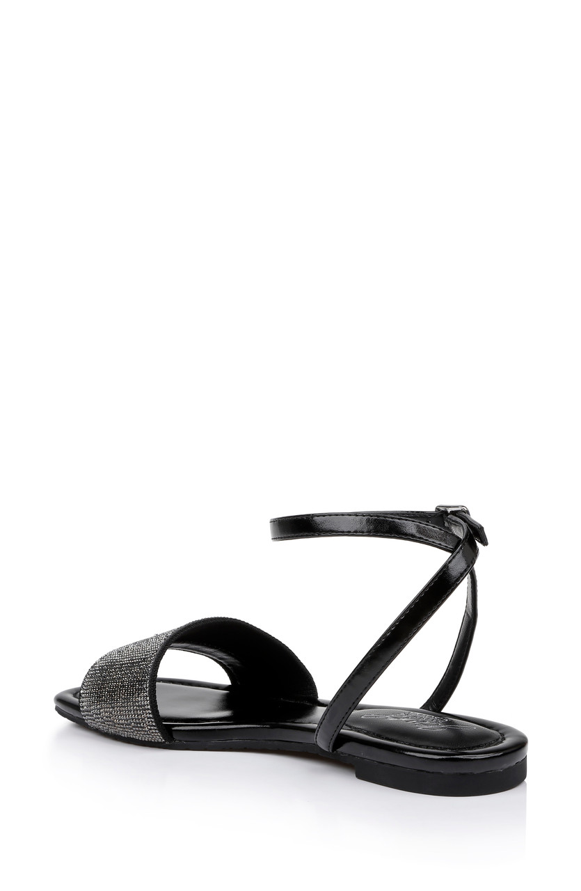 Strappy Ankle Tie Flat Sandals | Boohoo UK